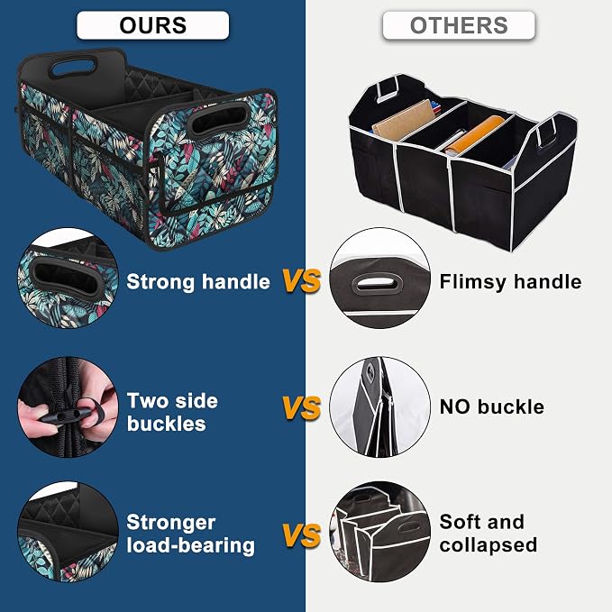 Car Trunk Organizer for SUV, Car Organizers and Storage with Reinforced Handles, Car Accessories for Women/Men 50L Waterproof Polyester Trunk Organizer(Medium, Leaves)