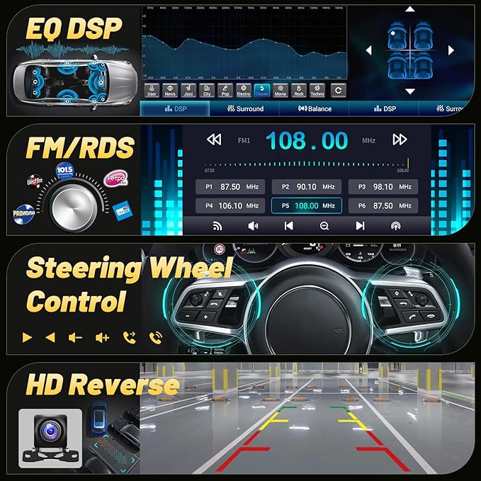 Car Radio Stereo for Jeep Wrangler JK 2007-2018 Compass Grand Cherokee Dodge Ram with Carplay/Android Auto Upgrade 2GB+64GB