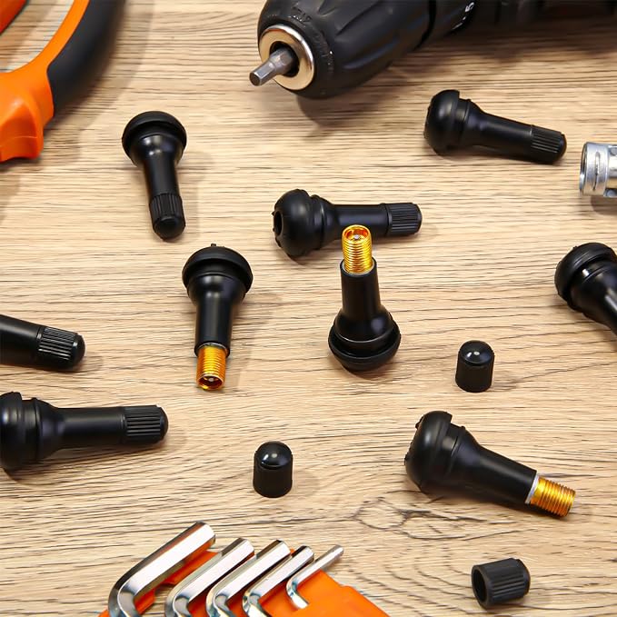 500 Pieces TR413 Valve Stems Tubeless Bulk Rubber Snap-in Valve Stems for 0.453 Inch Rim Holes, Black Standard Length Replacement Tool for Car Tubeless Replacement