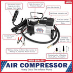 Tire Inflator Portable Air Compressor – 12V DC Air Pump for Car Tires, 150 PSI Electric Air Pump with Tyre Pressure Gauge – Corded Silver by WE LOVE TO DRIVE