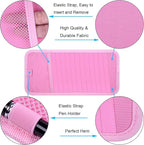 Car CD Case Holder, Vehicle Sun Visor Organizer for Cars with 12 DVD Storage Sleeves, 1 Mesh Pocket, 1 Pen Holder and Elastic Strap, Pink