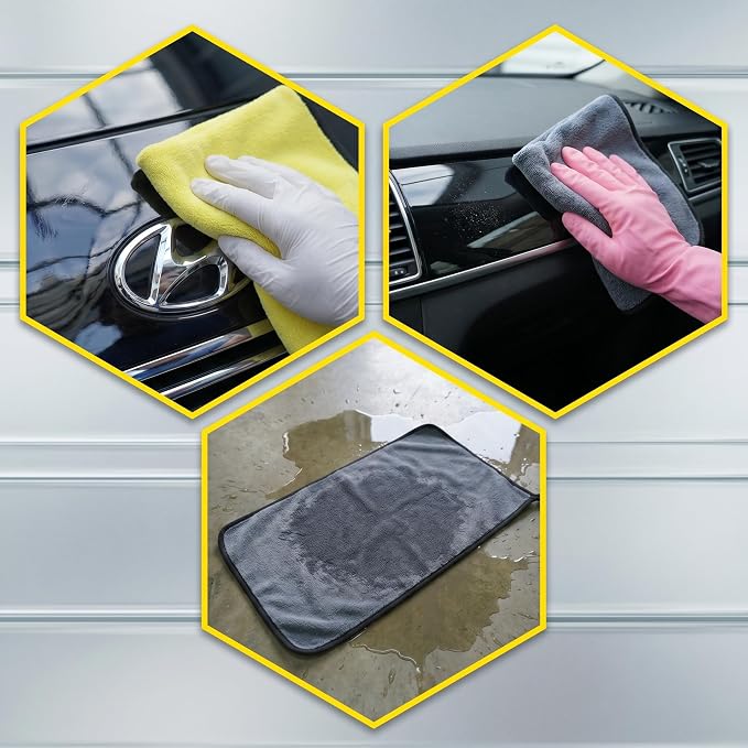 Microfiber Towels for Cars, 800GSM Car Drying Towel, Large Microfiber Cleaning Towels for Car Washing, Waxing, Buffing, Polishing, Scratch-Free Auto Detailing Towels, 6 Pack, 12 x 24 Inch
