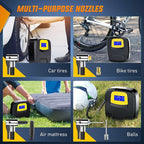 Tire Inflator Air Compressor Portable Pump for 12V DC Car Tires with Digital Pressure Gauge 150PSI Auto LED Light Cars ATVs Bicycles