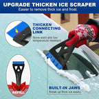 34" Extendable Ice Scrapers for Car Windshield 2-in-1 Snow Brush for Car Snow Scraper for Car Snow Scraper and Drush with Ergonomic Foam Grip for Cars, Trucks, SUVs with 360° Pivoting Brush Head Blue