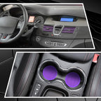 28 Pcs Car Accessories: 20 Pcs Air Conditioner Decoration Strip, 4 Non-Slip Silicone Cup Coasters, 4 Tire Valve Caps (Purple) for Most Cars, SUVs, Trucks