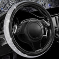 Bling Diamond Leather Steering Wheel Cover, with Bling Sparkly Crystal Glitter Rhinestones Universal Fit 14.5in-15in Car Wheel Protector for Women Girl Fit Suvs,Vans,Sedans,Car,Trucks, Silver