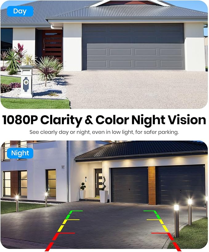 2 Wireless Backup Camera: 7.2" USB-Powered Dual Split-Screen 1080P HD Monitor with DVR Recording, Front and Rear Coverage, Stable Signal, Back Up Camera for Pickup, Trailer, SUV