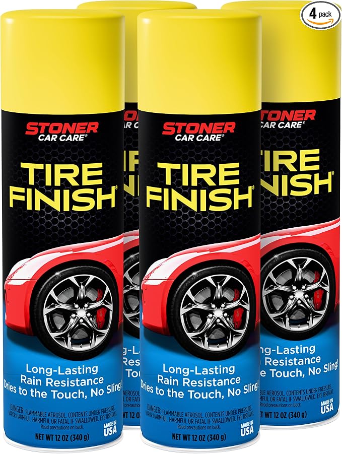 91094-4PK More Shine Tire Finish – Tire Shine Spray Restores Deep Matte Black Finish with Long-Lasting Rain-Resistant Protection, Dry-to-Touch – 12 oz (Pack of 4)