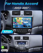 Car Radio Stereo for Honda Accord 7th 2003 2004 2005 2006 2007: 10 inch with CarPlay Android Auto 5G WiFi Bluetooth GPS SWC Mirror Link DSP FM/RDS 2+32