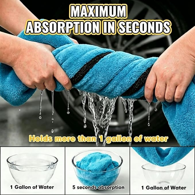 2-Pack Car Drying Towels, Large 36 x 28 Inch, 1300 GSM, Dual-Color | Twisted Loop Microfiber Towel for Cars - Absorbent Car Dry Towel and Car Wash Towel for Streak-Free, Paint-Safe Car Detailing