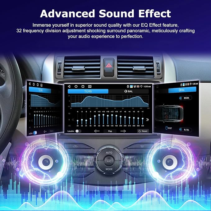 [4+64G] Android Radio for Toyota Corolla 2009-2013 - 9 inch IPS 1280 * 720P Touchscreen Corolla Stereo - Wireless Carplay and Android Auto, WiFi, GPS, Custom Homepage, Mirror Link + AHD Backup Camera