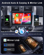 8 Core 6G+128G Android Car Radio for Honda CRV 2007-2011, 9" IPS Touchscreen with Wireless Carplay & Android Auto & Mirror Link, Backup Camera, Bluetooth, FM/RDS/GPS/DSP/USB/WiFi