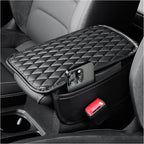 Arm Rest Cover for Car,Leather+Memory Foam Center Console Cover with Storage Bags,Universal Middle Console Cover Car Accessories Interior for Most Car Center Consoles (Black)