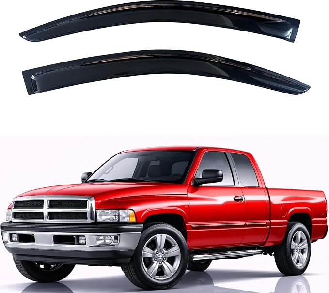 KPY Rain Guards Fit for 1994-2001 Dodge Ram 1500, Out-Channel Window Visors Vent Wind Deflectors 2PC, Truck Accessories for 94-02 Dodge Ram 2500 3500 (Excludes Towing Mirror)