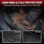 Floor Mats 2014-2018 for Chevy Silverado/GMC Sierra 1500, 2015-2019 2500HD 3500 HD (Double Cab, Bench Seat Only) All Weather TPE Custom Fit Car Floor Liners, with Carpet Floor Only
