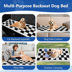 Thickened Dog Bed for Car Back Seat, Upgraded Bottom Non-Slip, Fits Hard Bottom car seat Cover for Dogs, Premium Mixed Color, Dog Car Seat Cover(White-Black)