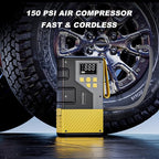Portable Car Jump Starter with Air Compressor Tire Inflator Battery Jumper | Jump Box 3000A Peak and 150 PSI Air Pump,for 12L Gas & 10L Diesel Engines,LCD Display,LED Light