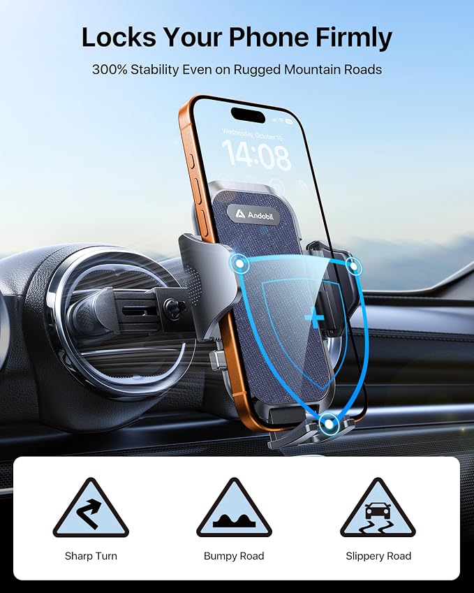 Universal Car Phone Holder [Round Vent Friendly] Phone Mount for Car Circle Vent, Sturdy Clip 360° Rotation Cell Phone Car Holder Mount for Ford Mercedes Benz Toyota fit iPhone Samsung Blue