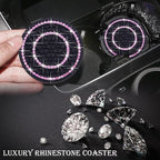 2PCS Bling Crystal Rhinestone Cup Coaster Insert, 2.75 inch Soft Silicone Anti-Slip Shockproof, Car Drink Holder Coaster, Universal Car Interior Accessories for Women (Black & Pink)