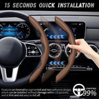 2pcs Car Steering Wheel Cover,Anti-Skid Carbon Fiber Steering Wheel Protector for Men Women,Multiple Color Options,Universal for Most Car Interiors Accessories (Brown)