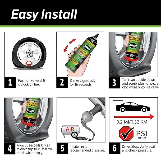 50166 Flat Tire Puncture Repair, Smart Spair Plus, Emergency Kit for Car Tires, Includes Sealant and Tire Inflator Pump, Suitable forTruck/SUV, 18 Min Fix