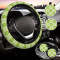 Cute Frog Steering Wheel Cover for Women,Universal Auto Steering Wheel 14-15 Inch Car Interior Accessories with 2PCS Car Coasters,Suitable for Men and Women