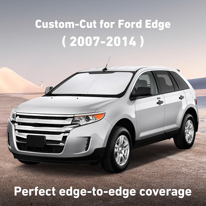 Windshield Sunshade Compatible for Ford Edge 2007-2012 2013 2014, Sun Visor for Front Windshield & Window Sun Shade Cover, UV Heat Blocker & Protector, Car Accessories