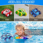 Amphibious Remote Control Car,Rechargeable RC Cars Toy 360° Flips Rotation Stunt Crawler 15KM/H 4WD All Terrain Outdoor Indoor Toy for Kids Boys Girls 3-12