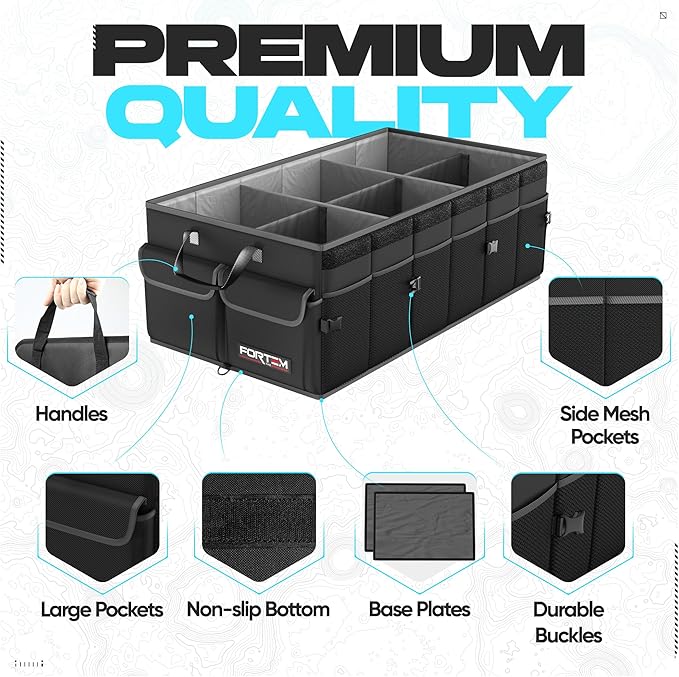 Trunk Organizer For SUV Car Trunk Organizer, Foldable Storage, Car Accessories for Women Men, Collapsible Bag, 600D Oxford, Non Slip Bottom, Straps, Soft Cover (85L)