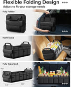 Trunk Organizer for SUV – Foldable & Portable Car Organizers and Storage with 3 Compartments, Large Capacity Car Trunk Organizer Car Accessories for Truck Sedan, Black, 32.3" x 12.8" x 11.0"