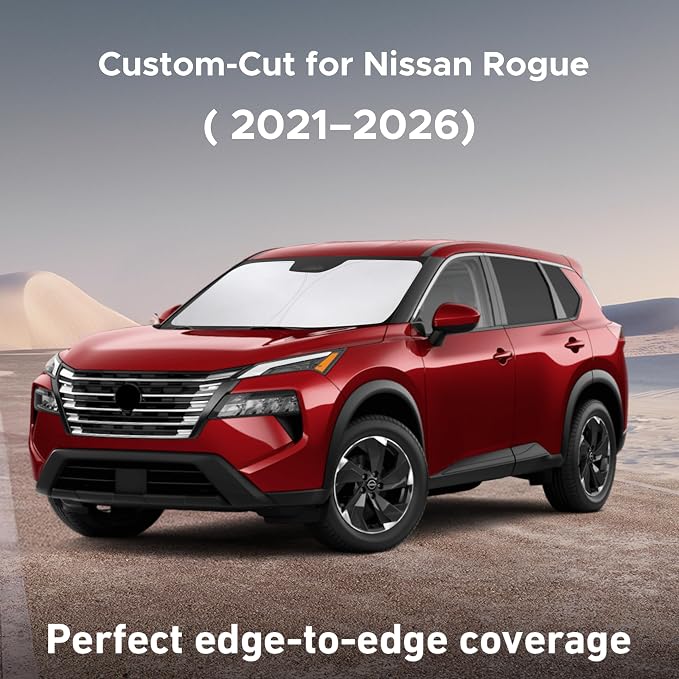 Windshield Sunshade Compatible for Nissan Rogue 2021-2024 2025 2026, (Not for Rogue Sport) Sun Visor for Front Windshield & Window Sun Shade Cover, UV Heat Protector, Car Accessories