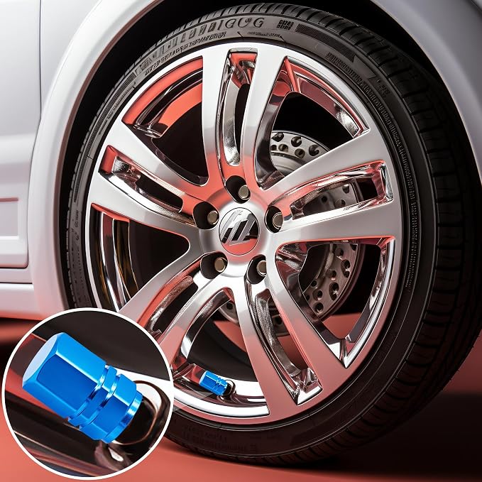 12PCS Tire Valve Stem Caps, with Rubber O-Ring, Corrosion Resistant Leak-Proof, Aluminum Alloy Universal Wheel Valve Covers for Cars, SUV, Trucks, Bikes, Motorcycles, Bicycles(Light Blue)