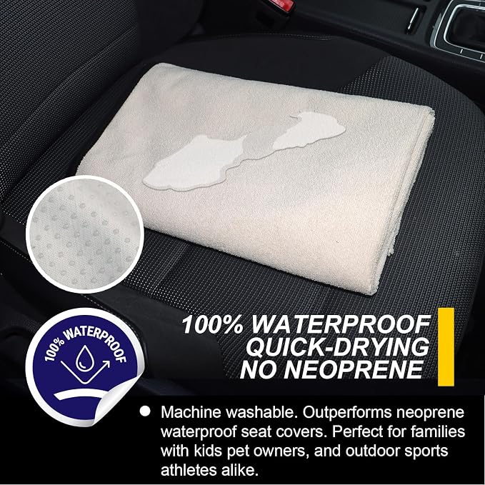 Back Seat Cover for Car Trucks Van SUV Jeep,Waterproof Rear Bench Towel Seat Covers for Dogs and Kids,Automotive Backseat Protector (Off-White)