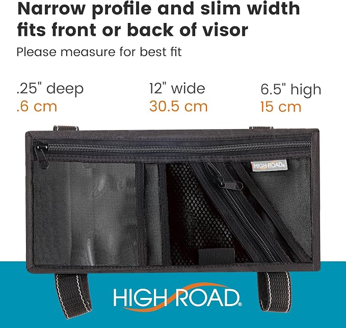 Car Visor Organizer with Secure Zip Pockets, Sunglasses Holder and Clear Registration and Insurance Pocket - Heavy Duty Straps Fit Most Car, SUV and Truck Visors (6)