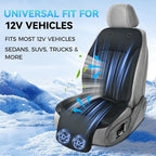 Cooling Car Seat Cover Front Driver Seat,Universal 12V Ventilated Car Seat Cushion with Smart Auto On/Off, Breathable Mesh & Leather AC Seat Protector, Cooling Fan Seat Cover for Car SUV Truck,Black