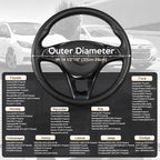 Car Steering Wheel Cover for Medium Standard Size Steering Wheels with 14 1/2-15 inches Outer Diameter, Black and Beige Microfiber Leather