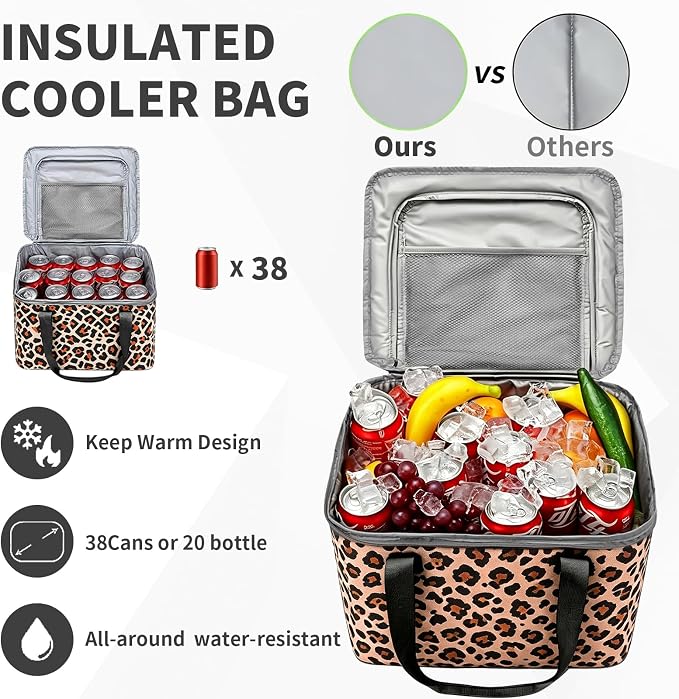 Car Trunk Organizer and Storage with Lid & Removable Cooler Bag, Car Accessories 6 Removable Dividers for Custom Space, Collapsible Trunk Organizers Interior for SUV & Sedan, Large