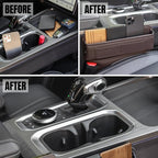 Car Seat Gap Filler Organizer with Charging Hole, In Between Car Seat Catcher for Car, Truck, SUV, Premium PU Leather Interior Accessories, Console Organizer for Phone, Keys and Small Items – Brown