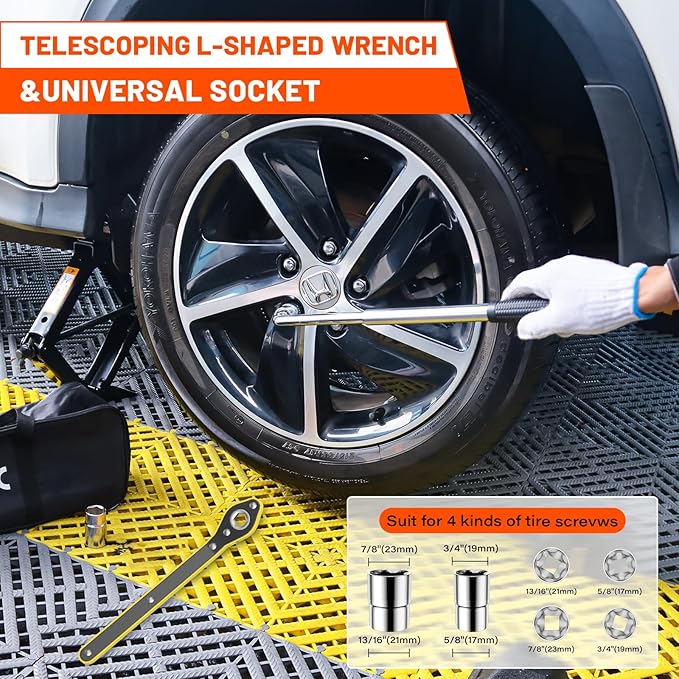 Car Jack Kit 2.5 Ton, Universal Scissor Car Jack, Portable Tire Changing Kit for Car SUV MPV