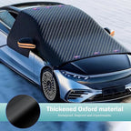 Car Windshield Sun Shade, Thickened 2-in-1 Car Sun Shade & Snow Shield, All-Season Windshield Cover with Reflective Strips and Rearview Mirror Protectors, Universal for Most Cars (Black)