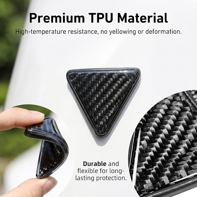 2 PCS Car Door Corner Edge Guards, PVC Thickened Anti-collision Protector, Carbon Fiber Sporty Right-angle Decorative Sticker, Self-adhesive Exterior Accessory for Cars SUVs Trucks (Black)