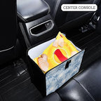 Car Trash Can Organizer Bin with Adjustable Strap for Back Front Seat Console Waterproof Leakproof Collapsible Portable 8.66 Inch Light Blue Palm Trees and Sun