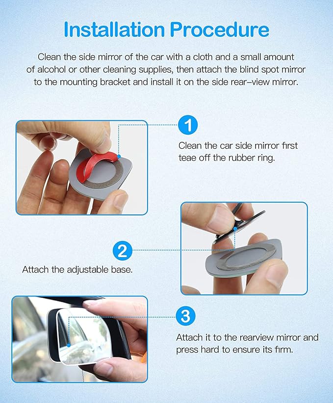 2-Piece Fan-Shaped Automobile Rear Blind Spot Mirror, 360 Rotating Design, Wide Angle Convex Rearview Mirror for Car, Truck, Van