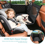 Back Seat Extender for Dogs + 2 Dog Seat Belts, Waterproof Heavy Duty Hard Bottom Car Seat Cover for Dogs with Door Protector Cover & Mesh Window | Dog Hammock for Car Pet Seat Protector for Car/Suv