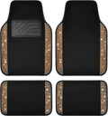 Bling Diamond Car Floor Mats, Shining Rhinestone Carpet Sparkly Glitter Crystal with Anti-Slip PVC Heel Pad Waterproof Universal Fit Automotive SUV,Sedan,Van,Cute Girl Women,4pcs Golden
