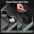 Car Trash Can with Lid - Mini Car Garbage Can Bin for Cup Holder - Black Small Leakproof Vehicle Trash Bin for Back Seat, Cute Automotive Accessories Organizers and Storage for Door SUV Truck