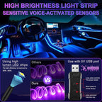Smart Car LED Interior Lights with USB Port, LED Strip Fiber Optic Lights, Wireless App Control, Sync to Music, Car Accessories Gifts for Women and Men