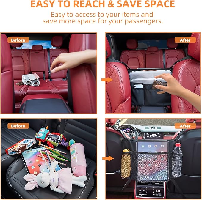 Car Net Pocket Handbag Holder Between Seats Back Storage Organizer Purse Holder for Console Front Seat Storage Barrier