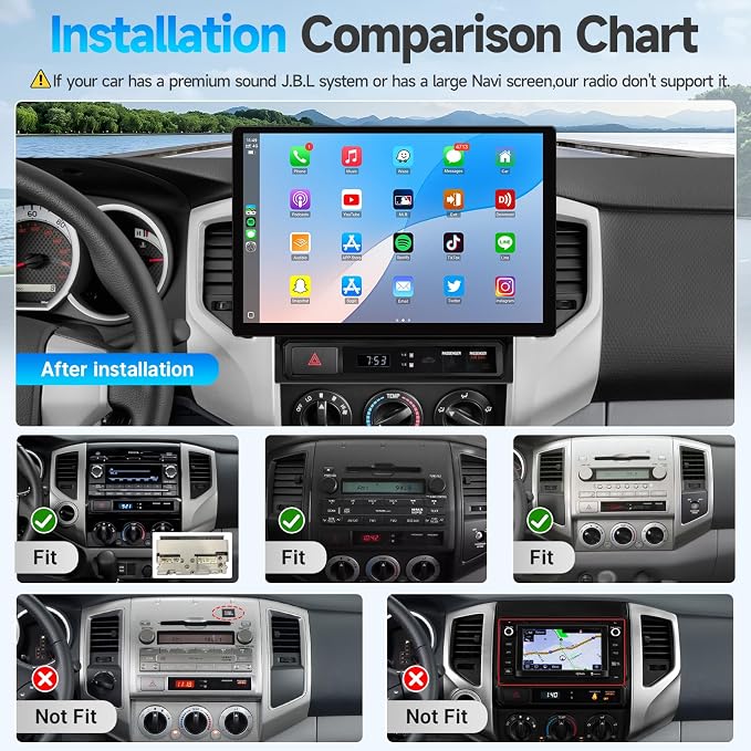 13.1 Inch Android 13 Car Radio Stereo for Toyota Tacoma 2005-2015 Touchscreen with Wireless Carplay Android Auto in-Dash WiFi Bluetooth GPS Navigation SWC Backup Camera Mic (4+64G)