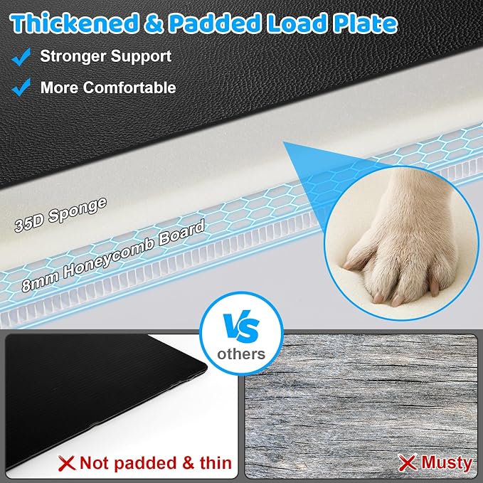 2026 Upgraded Back Seat Extender for Dogs - Large Hard Bottom Dog Car Seat Cover Holds 550lbs, Waterproof Dog Hammock Pet Bed with High-Density Foam Non-Slip Backseat Protector